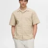 SELECTED BRODERIE ANGLAISE KORTÄRMAD SKJORTA Beige Online