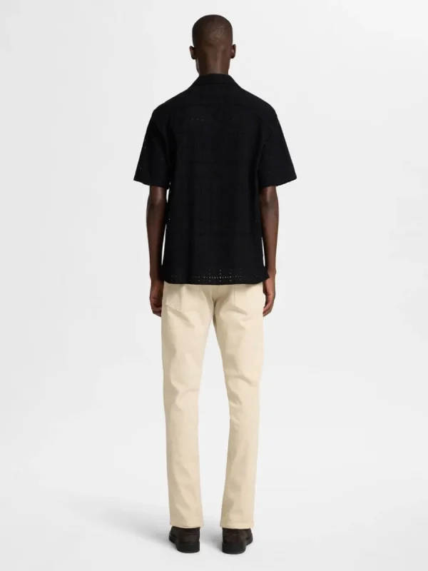 SELECTED BRODERIE ANGLAISE KORTÄRMAD SKJORTA Black Best Sale