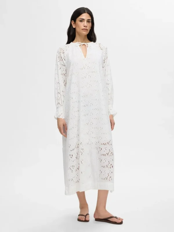 SELECTED BRODERIE ANGLAISE MAXIKLÄNNING White Best