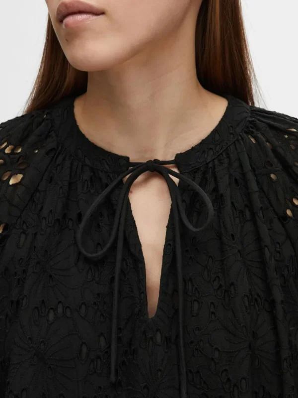 SELECTED BRODERIE ANGLAISE MAXIKLÄNNING Black Store