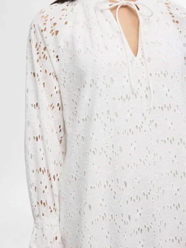 SELECTED BRODERIE ANGLAISE MAXIKLÄNNING White Best