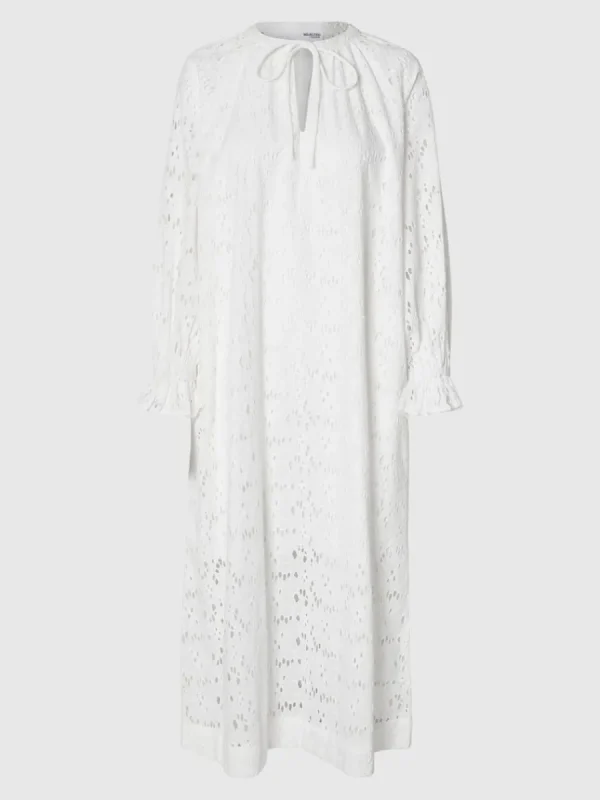 SELECTED BRODERIE ANGLAISE MAXIKLÄNNING White Best