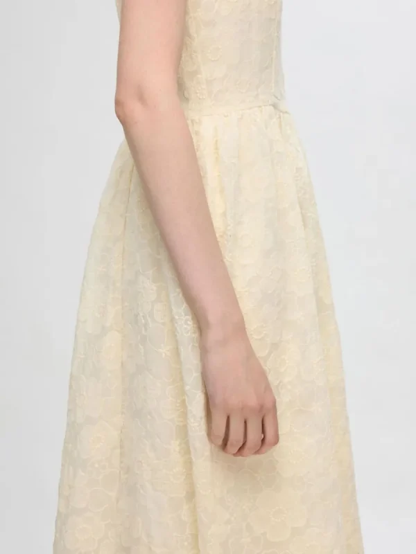 SELECTED BRODERIE ANGLAISE MIDIKLÄNNING Beige Cheap