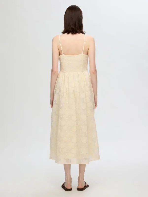 SELECTED BRODERIE ANGLAISE MIDIKLÄNNING Beige Cheap