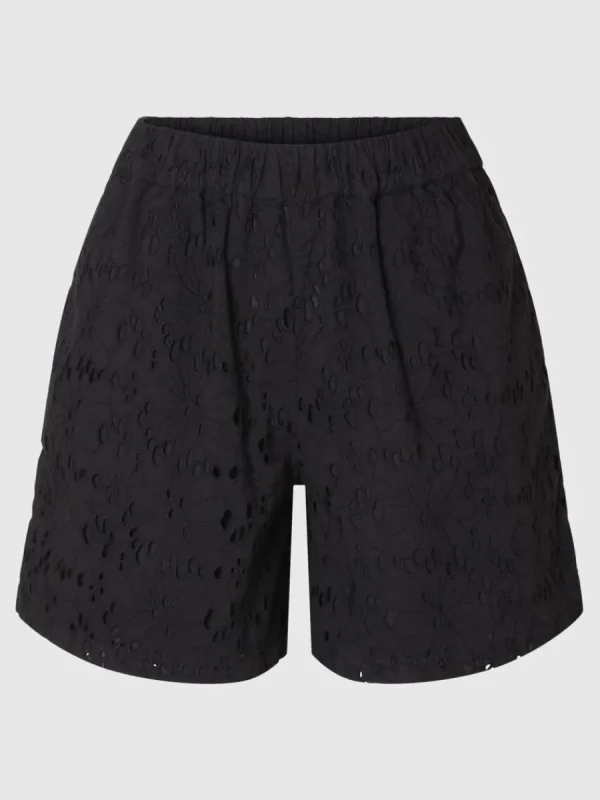 SELECTED BRODERIE ANGLAISE SHORTS Black Fashion