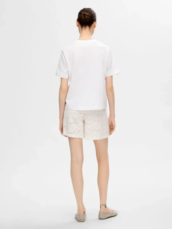 SELECTED BRODERIE ANGLAISE SHORTS White Outlet