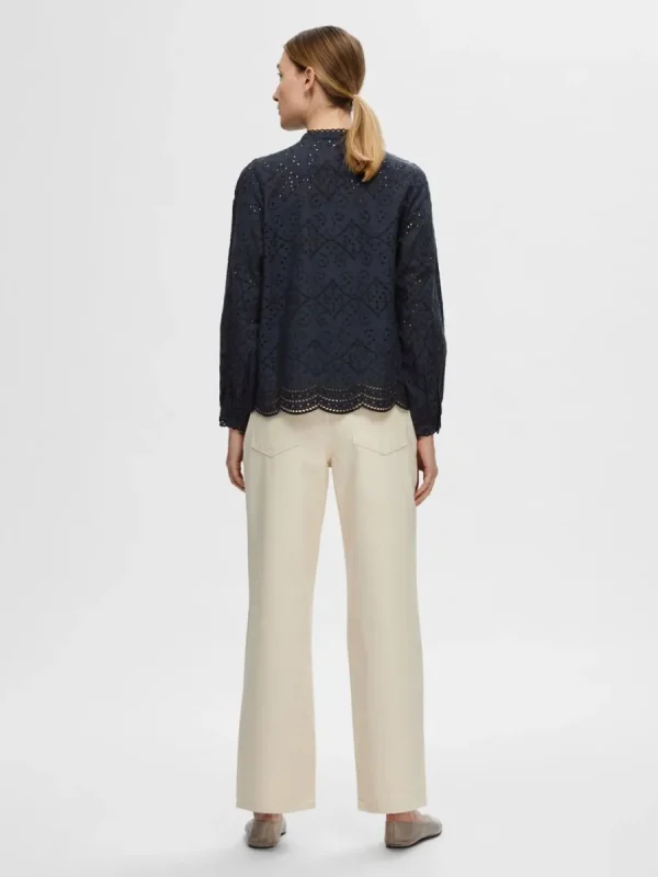 SELECTED BRODERIE ANGLAISE SKJORTA Blue Discount