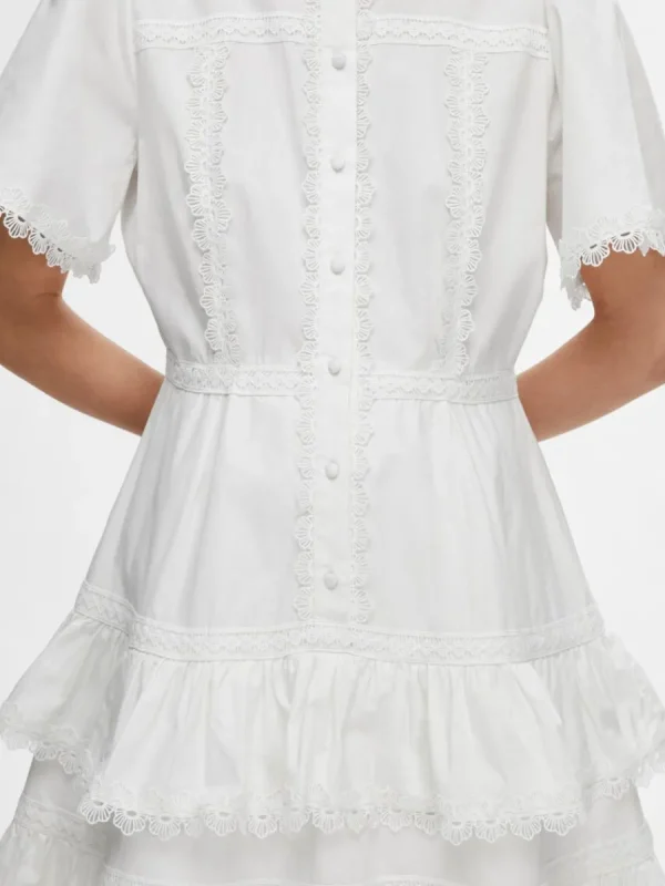 SELECTED BRODYRPRYDD KORT KLÄNNING White Cheap