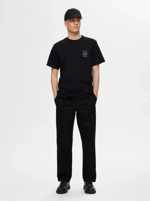 SELECTED BRODYRPRYDD T-SHIRT Black Flash Sale