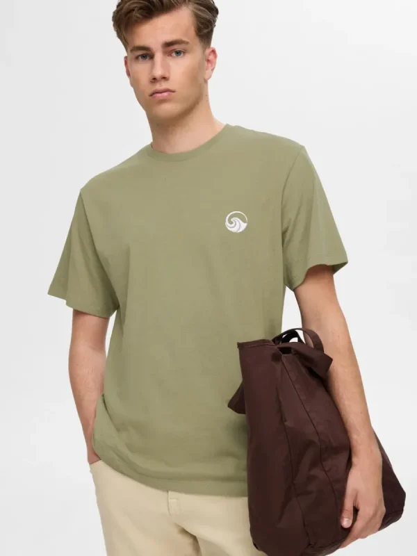 SELECTED BRODYRPRYDD T-SHIRT Green Discount
