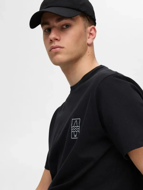 SELECTED BRODYRPRYDD T-SHIRT Black Flash Sale