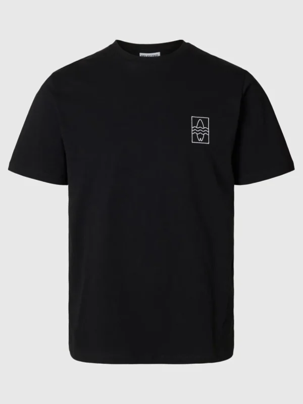 SELECTED BRODYRPRYDD T-SHIRT Black Flash Sale