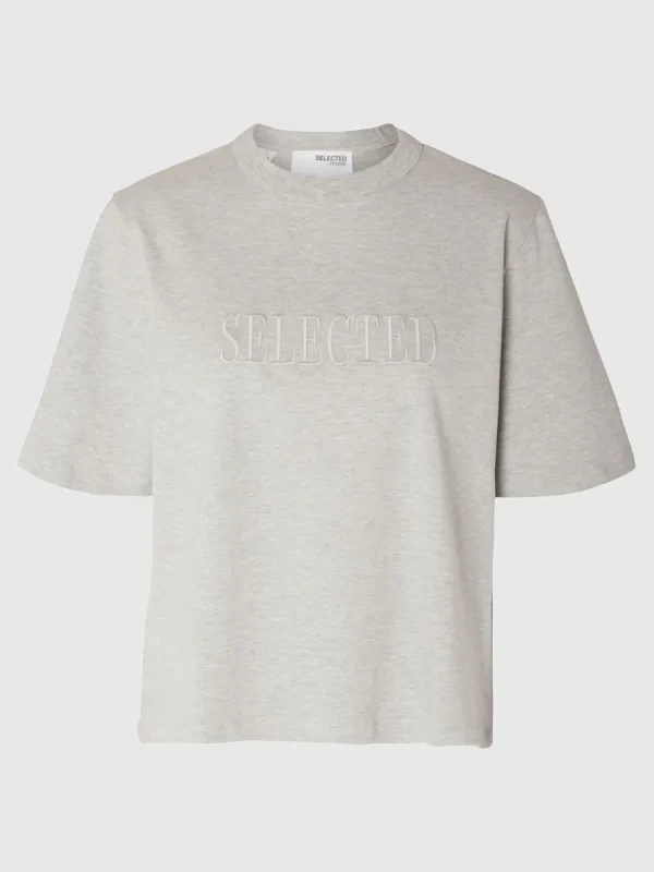 SELECTED BRODYRPRYDD T-SHIRT Grey Fashion