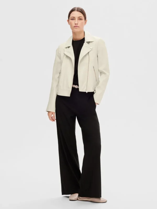 SELECTED CLASSIC LÄDERJACKA White Cheap