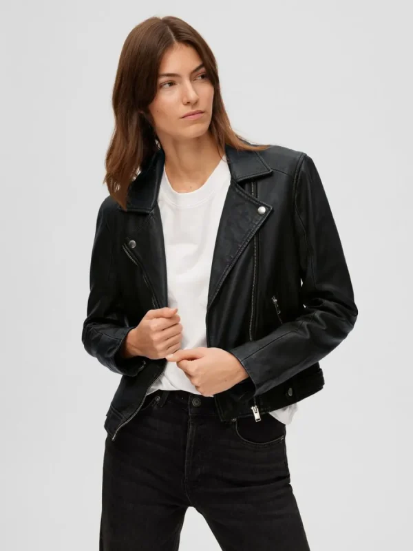 SELECTED CLASSIC LÄDERJACKA Black New