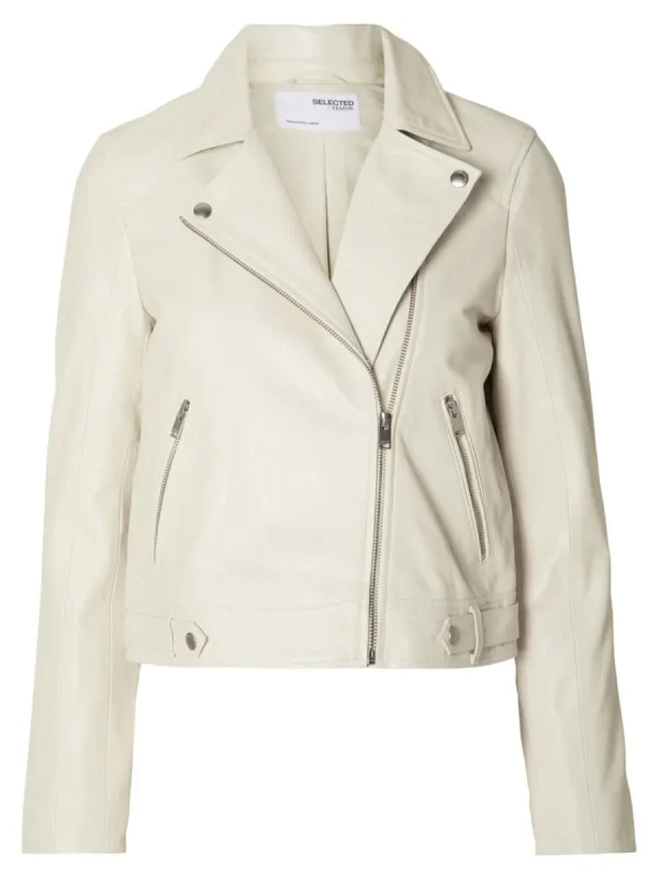 SELECTED CLASSIC LÄDERJACKA White Cheap