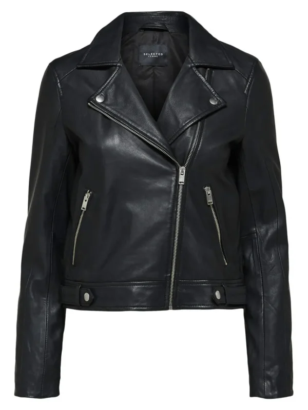 SELECTED CLASSIC LÄDERJACKA Black New