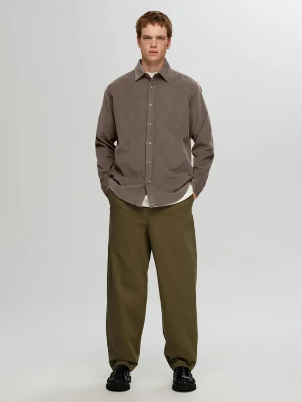 SELECTED CORDUROY SKJORTA Brown Hot