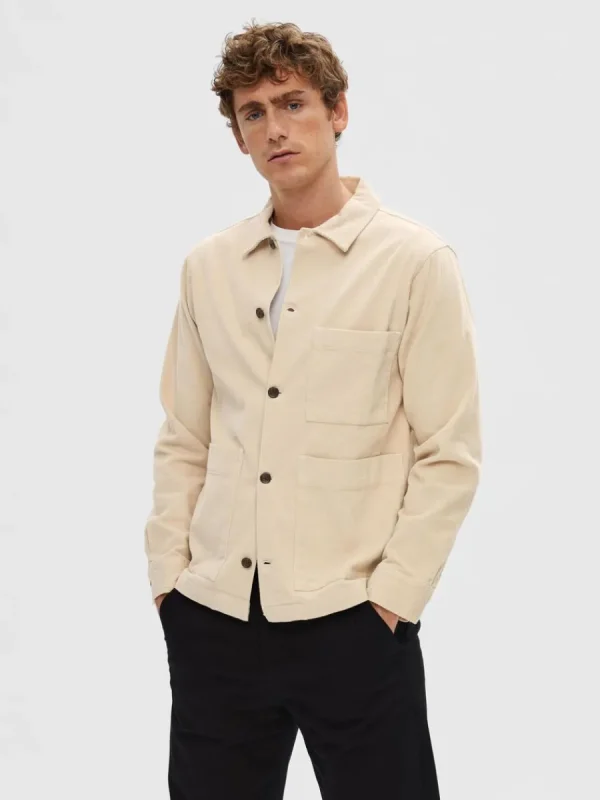 SELECTED CORDUROY ÖVERSKJORTA Beige New