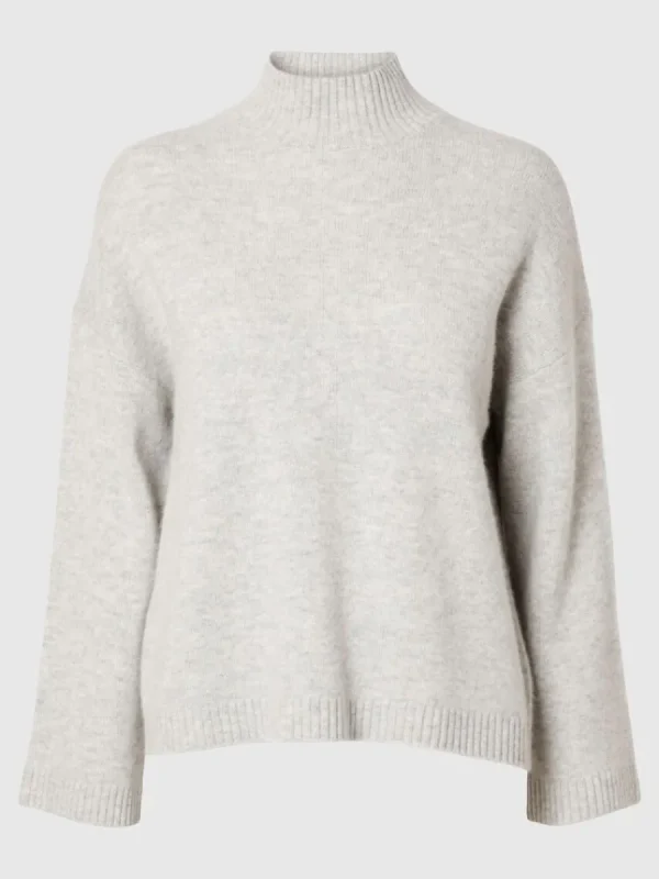 SELECTED CUELLO ENROLLADO STICKAD TRÖJA Grey Fashion