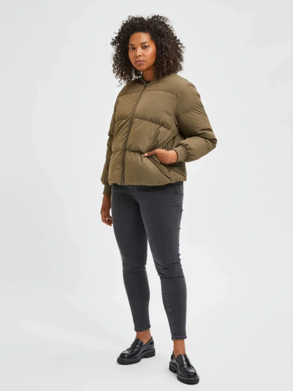 SELECTED CURVE PUFFERJACKA Green Cheap