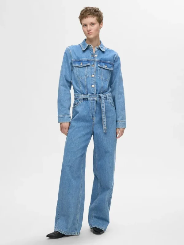 SELECTED DENIM JUMPSUIT Blue Discount