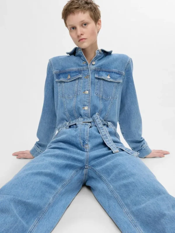 SELECTED DENIM JUMPSUIT Blue Discount