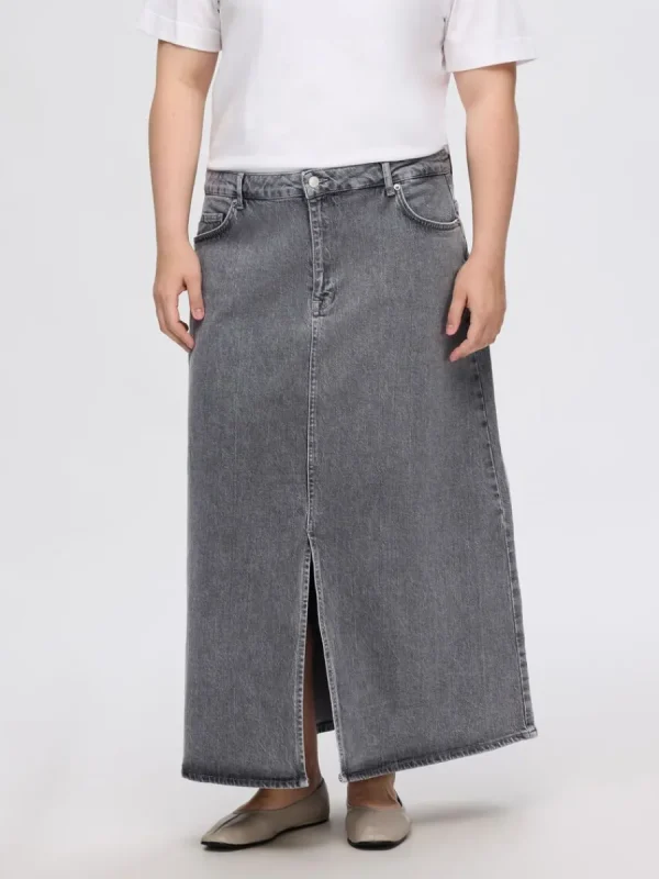 SELECTED DENIM MIDIKJOL Grey Cheap