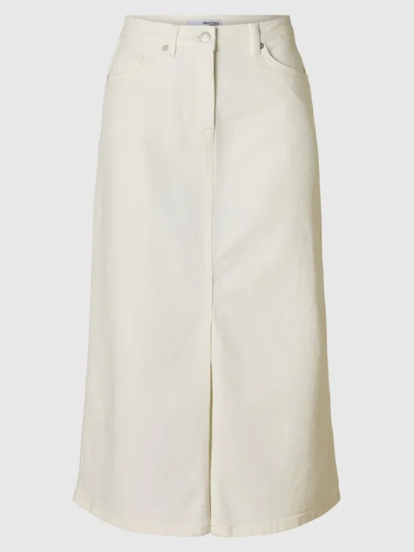 SELECTED DENIM MIDIKJOL White Discount