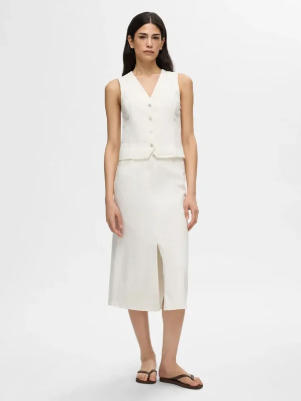 SELECTED DENIM MIDIKJOL White Discount