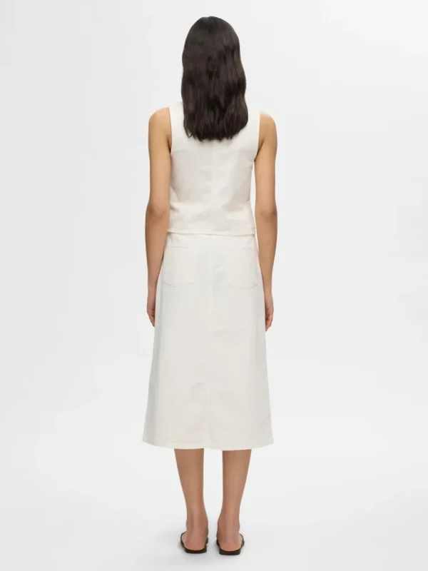 SELECTED DENIM MIDIKJOL White Discount