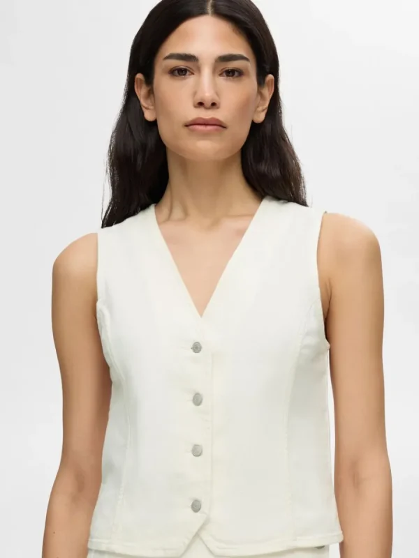SELECTED DENIM VÄST White Flash Sale