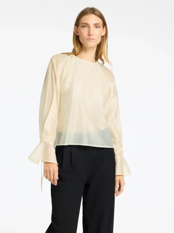 SELECTED DETALJERAD LÅNGÄRMAD BLUS Beige Fashion