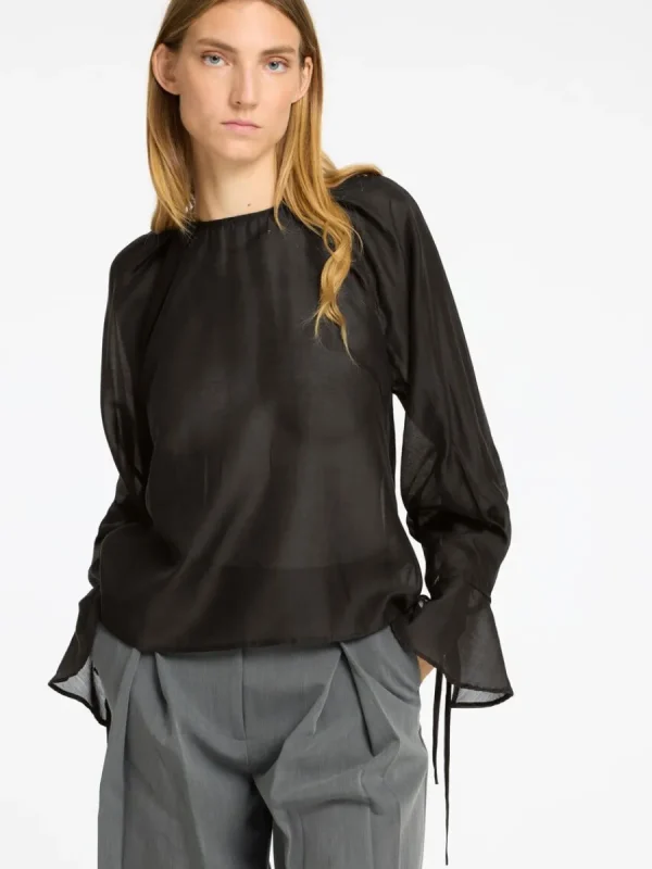 SELECTED DETALJERAD LÅNGÄRMAD BLUS Black Flash Sale