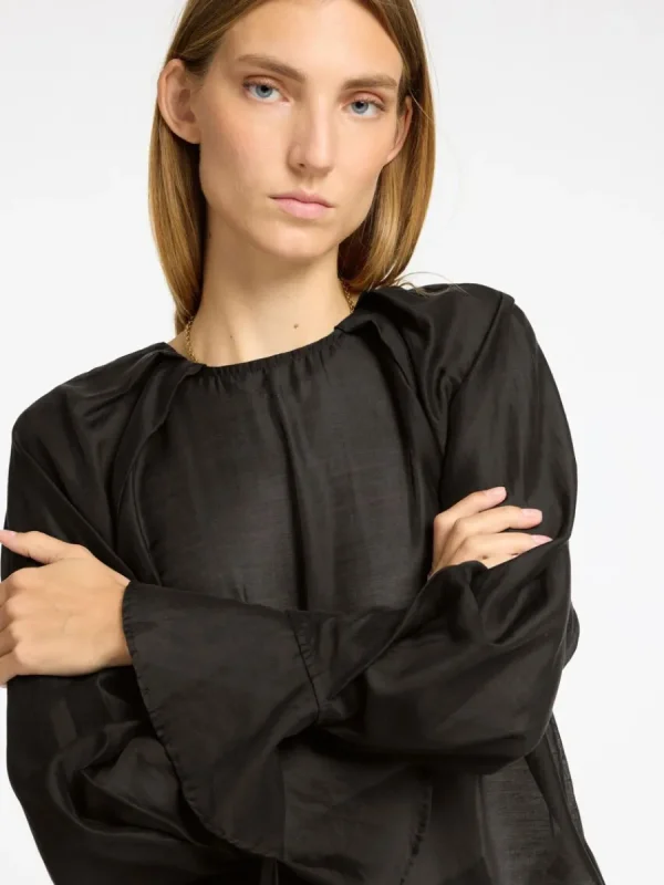 SELECTED DETALJERAD LÅNGÄRMAD BLUS Black Flash Sale