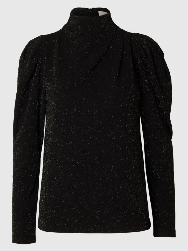 SELECTED DRAPERAD LÅNGÄRMAD TOPP Black Flash Sale