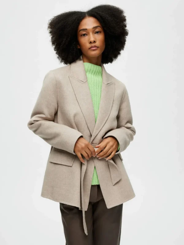 SELECTED DUBBELKNÄPPT JACKA Beige Shop