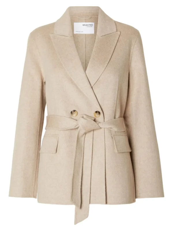 SELECTED DUBBELKNÄPPT JACKA Beige Shop