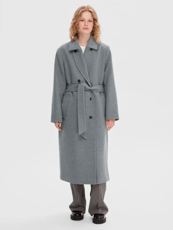 SELECTED DUBBELKNÄPPT KAPPA Grey Outlet