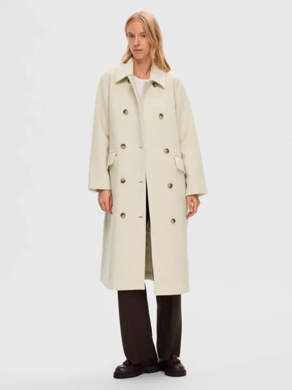 SELECTED DUBBELKNÄPPT KAPPA Beige Store