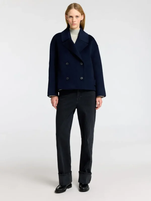 SELECTED DUBBELKNÄPPT KAPPA Blue Best Sale