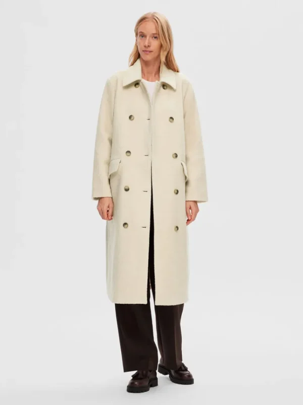 SELECTED DUBBELKNÄPPT KAPPA Beige Store