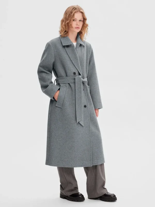 SELECTED DUBBELKNÄPPT KAPPA Grey Outlet