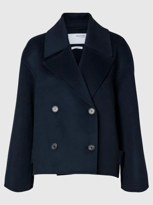 SELECTED DUBBELKNÄPPT KAPPA Blue Best Sale