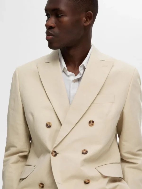 SELECTED DUBBELKNÄPPT KAVAJ Beige Hot