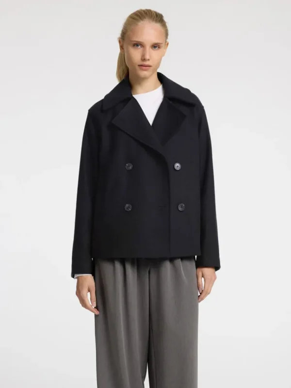 SELECTED DUBBELKNÄPPT KORT JACKA Black Hot