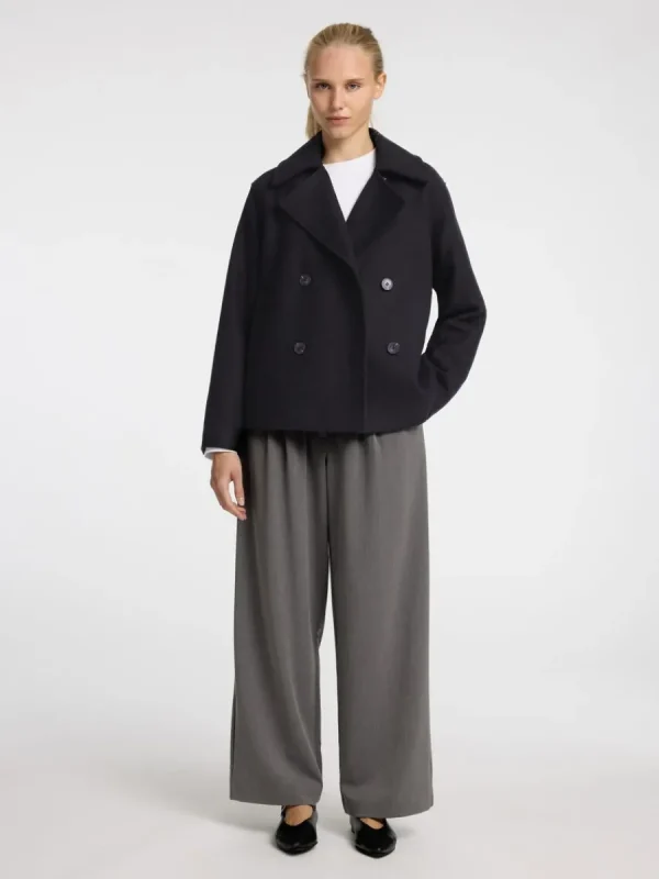 SELECTED DUBBELKNÄPPT KORT JACKA Black Hot