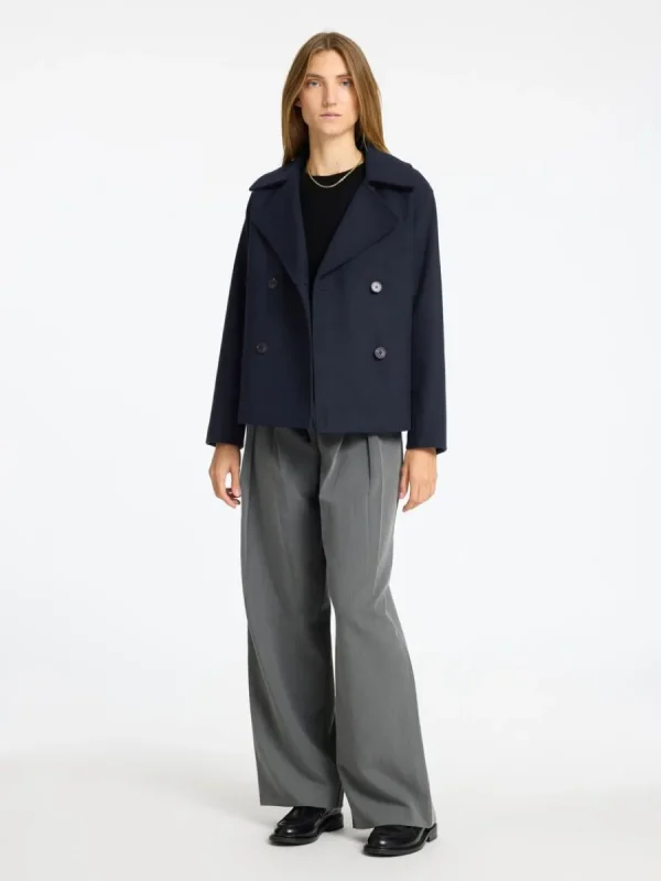 SELECTED DUBBELKNÄPPT KORT JACKA Blue Fashion