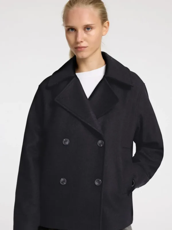 SELECTED DUBBELKNÄPPT KORT JACKA Black Hot