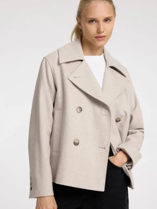 SELECTED DUBBELKNÄPPT KORT JACKA Beige Best